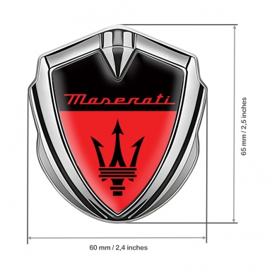 Maserati Fender Emblem Badge Silver Black Base Red Elements Edition