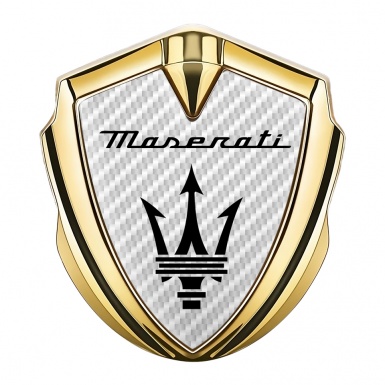 Maserati Trunk Metal Emblem Badge Gold White Carbon Black Trident Logo