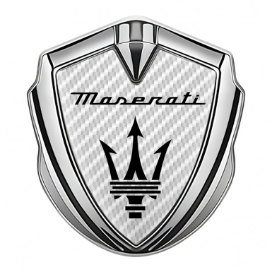 Maserati Trunk Metal Emblem Badge Silver White Carbon Black Trident Logo