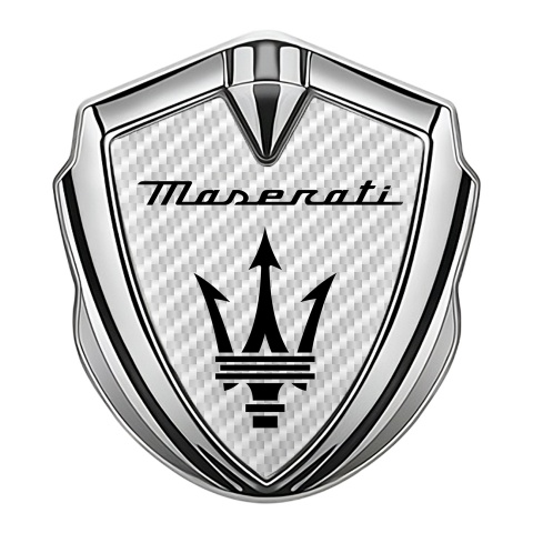 Maserati Trunk Metal Emblem Badge Silver White Carbon Black Trident Logo