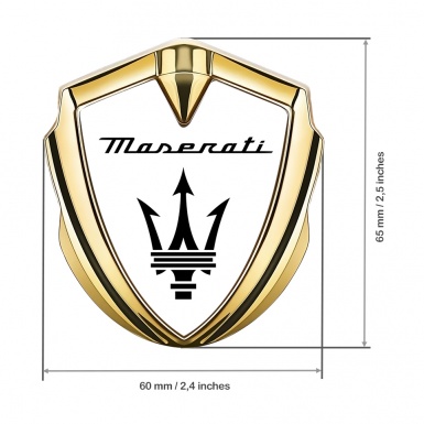 Maserati Self Adhesive Bodyside Emblem Gold White Base Black Trident