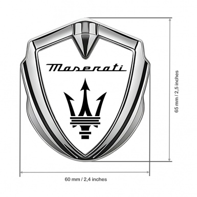 Maserati Self Adhesive Bodyside Emblem Silver White Base Black Trident