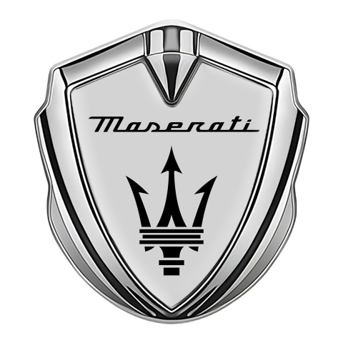 Maserati Bodyside Badge Self Adhesive Silver Grey Base Black Trident