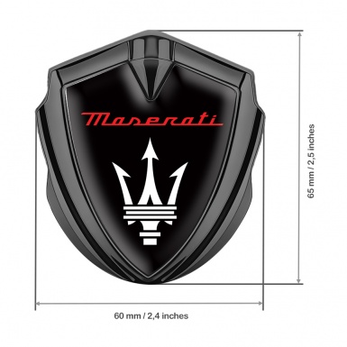 Maserati Tuning Emblem Self Adhesive Graphite Black Base Red Label Design