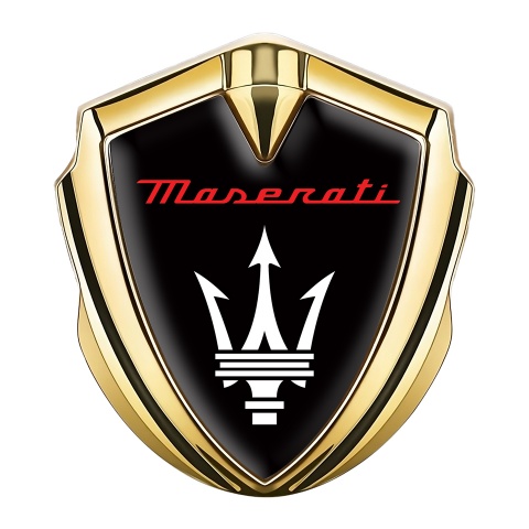 Maserati Tuning Emblem Self Adhesive Gold Black Base Red Label Design