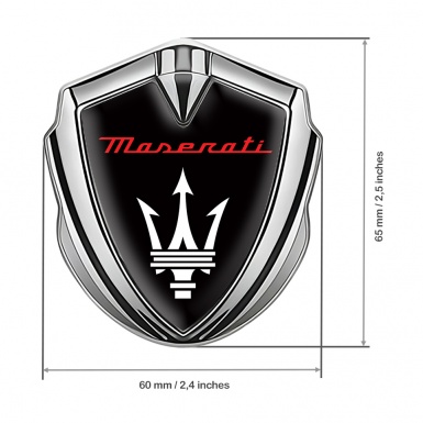 Maserati Tuning Emblem Self Adhesive Silver Black Base Red Label Design