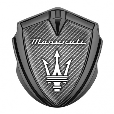 Maserati Fender Metal Emblem Badge Graphite Light Carbon White Trident