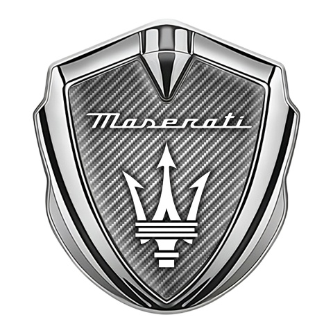 Maserati Fender Metal Emblem Badge Silver Light Carbon White Trident