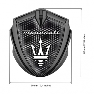 Maserati Trunk Emblem Badge Graphite Dark Hexagon White Trident Logo