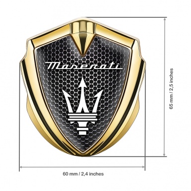 Maserati Trunk Emblem Badge Gold Dark Hexagon White Trident Logo