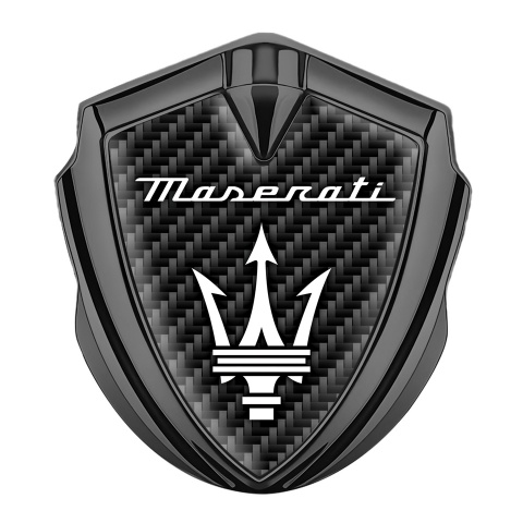 Maserati 3D Car Metal Emblem Graphite Black Carbon White Label Trident