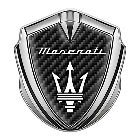 Maserati 3D Car Metal Emblem Silver Black Carbon White Label Trident