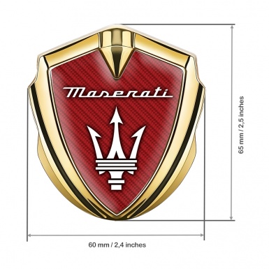 Maserati Bodyside Badge Self Adhesive Gold Red Carbon White Trident