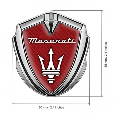 Maserati Bodyside Badge Self Adhesive Silver Red Carbon White Trident