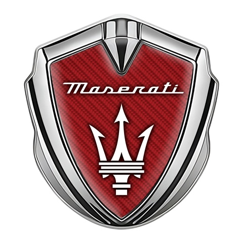 Maserati Bodyside Badge Self Adhesive Silver Red Carbon White Trident