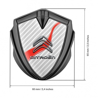 Citroen Metal Emblem Self Adhesive Graphite White Carbon Red Ribbon Design