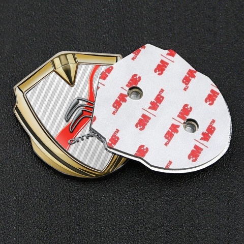 Citroen Metal Emblem Self Adhesive Gold White Carbon Red Ribbon Design
