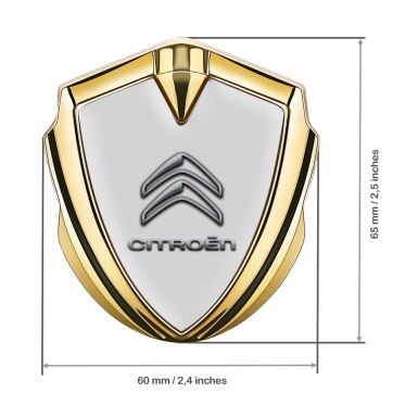 Citroen Emblem Abzeichen selbstklebend Goldtonfarbe mit Grau Basis und Klassisch Logo