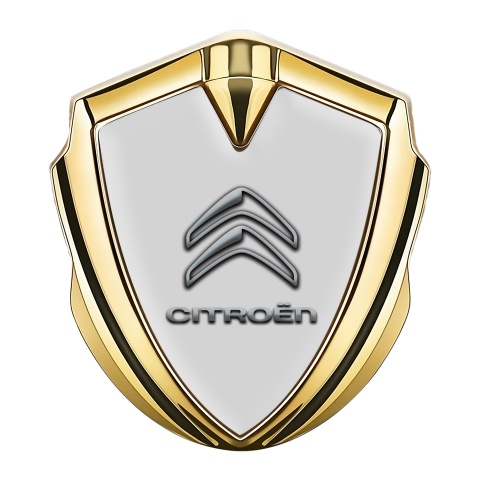 Citroen Tuning Emblem Self Adhesive Gold Grey Base Classic Logo Design