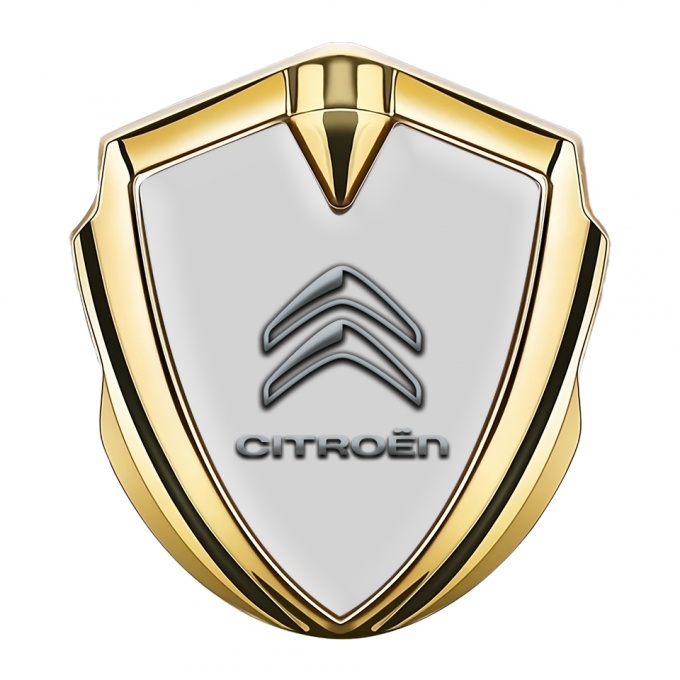 Citroen Emblem Abzeichen selbstklebend Goldtonfarbe mit Grau Basis und Klassisch Logo