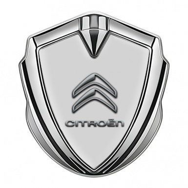 Citroen Emblem Abzeichen selbstklebend Silbertonfarbe mit Grau Basis und Klassisch Logo