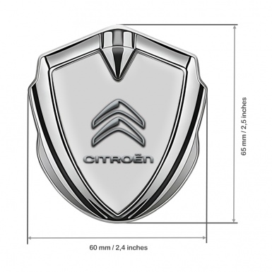 Citroen Emblem Abzeichen selbstklebend Silbertonfarbe mit Grau Basis und Klassisch Logo