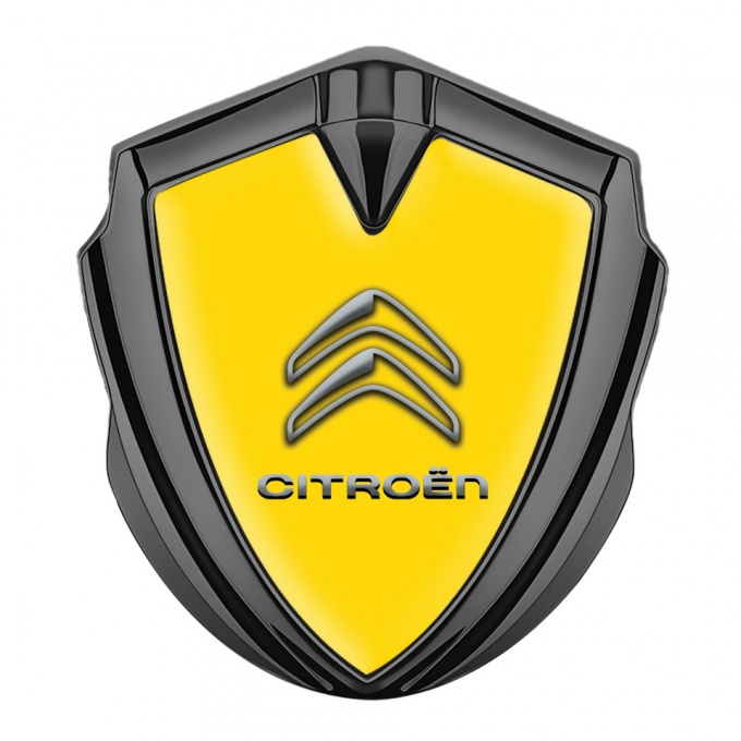 Citroen Trunk Metal Emblem Badge Graphite Yellow Base Gradient Logo