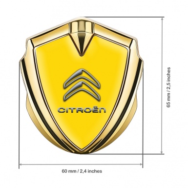 Citroen Trunk Metal Emblem Badge Gold Yellow Base Gradient Logo