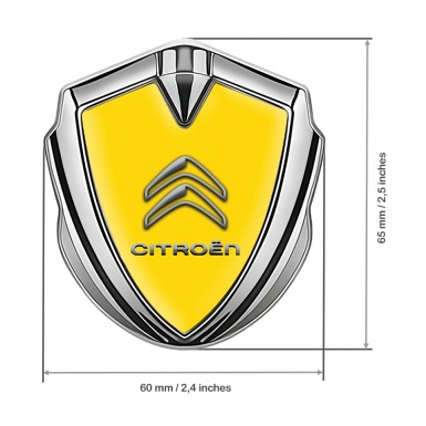 Citroen Trunk Metal Emblem Badge Silver Yellow Base Gradient Logo