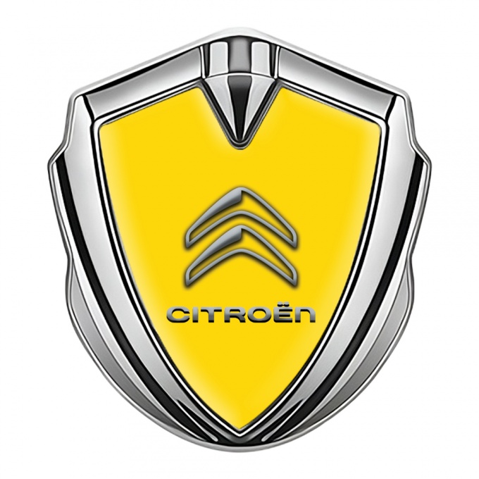 Citroen Trunk Metal Emblem Badge Silver Yellow Base Gradient Logo
