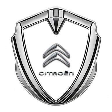 Citroen Metal Emblem Self Adhesive Silver White Base Gradient Logo