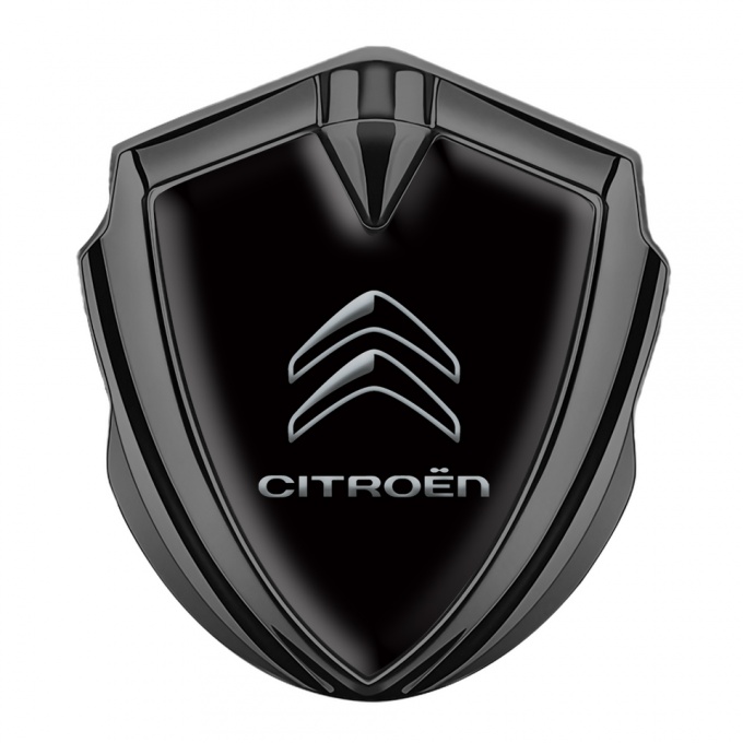 Citroen Abzeichen selbstklebend Graphit Tonfarbe Schwarz Hintergrund Grau Logo 