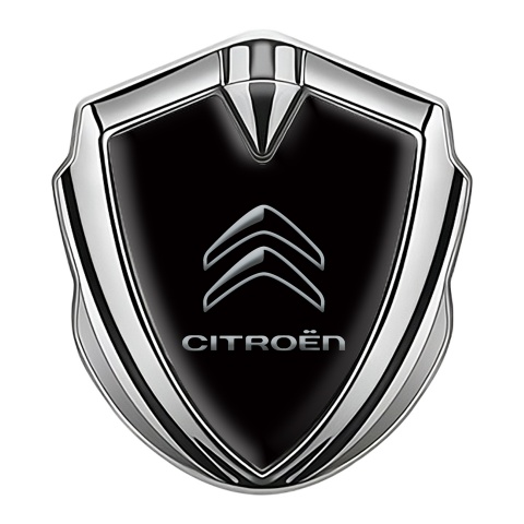 Citroen Abzeichen selbstklebend Silbertonfarbe Schwarz Hintergrund Grau Logo