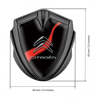 Citroen Tuning Emblem Self Adhesive Graphite Black Base Red Ribbon Edition