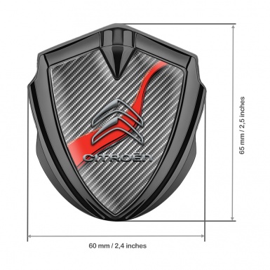 Citroen Emblem Abzeichen selbstklebend Graphit Tonfarbe Kohlenstoff mit Rote Band Basis 