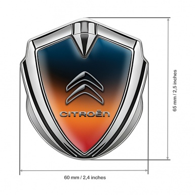 Citroen Emblem Auto Zeichen Silbertonfarbe mit Orange Blau Hintergrund und Grau logo Stil