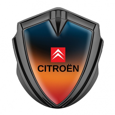 Citroen Selbstklebendes Metallaufkleber Emblem Graphit Tonfarbe mit Orange Blau Design 