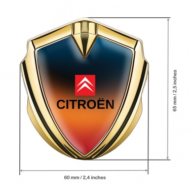 Citroen Selbstklebendes Metallaufkleber Emblem Goldtonfarbe mit Orange Blau Design