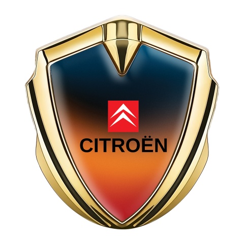 Citroen Bodyside Badge Self Adhesive Gold Color Gradient Red Square Logo