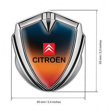 Citroen Selbstklebendes Metallaufkleber Emblem Silbertonfarbe mit Orange Blau Design