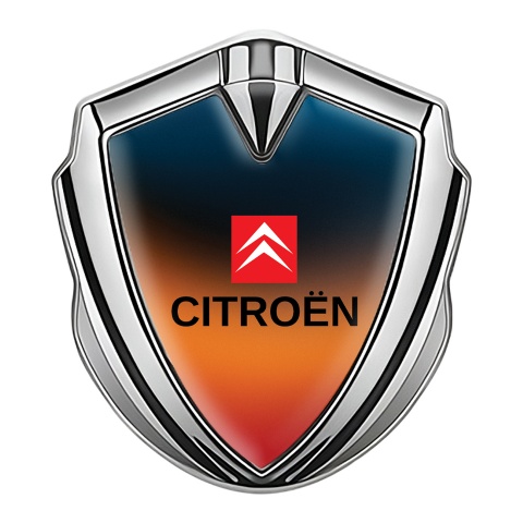 Citroen Bodyside Badge Self Adhesive Silver Color Gradient Red Square Logo