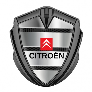 Citroen Emblem Logo Schriftzug Aufkleber Graphit Tonfarbe mit Metalllamellen Design Hintergrund 