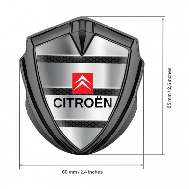 Citroen Emblem Logo Schriftzug Aufkleber Graphit Tonfarbe mit Metalllamellen Design Hintergrund 