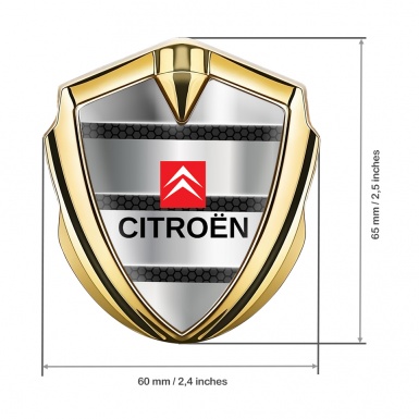 Citroen Emblem Logo Schriftzug Aufkleber Goldtonfarbe mit Metalllamellen Design Hintergrund