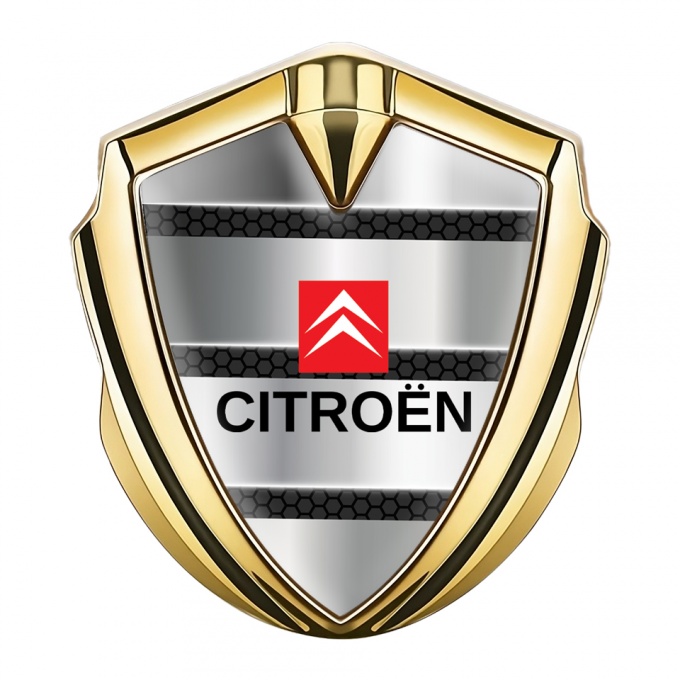 Citroen Emblem Logo Schriftzug Aufkleber Goldtonfarbe mit Metalllamellen Design Hintergrund