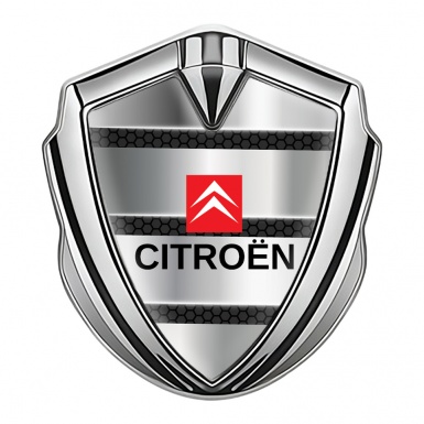 Citroen Emblem Logo Schriftzug Aufkleber Silbertonfarbe mit Metalllamellen Design Hintergrund