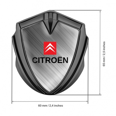 Citroen Fender Emblem Graphite Brushed Metal Effect Red Square Design