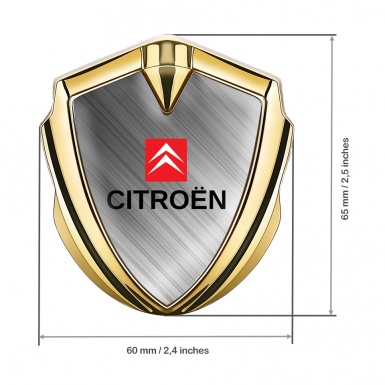 Citroen Fender Emblem Gold Brushed Metal Effect Red Square Design