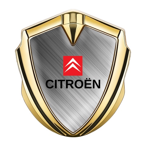 Citroen Fender Emblem Gold Brushed Metal Effect Red Square Design