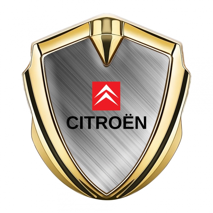 Citroen Seitenflugel Emblem Aufkleber Goldtonfarbe mit Mattiertes Metall Effekt